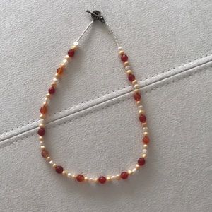 Freshwater Pearl And Stone Beaded Necklace